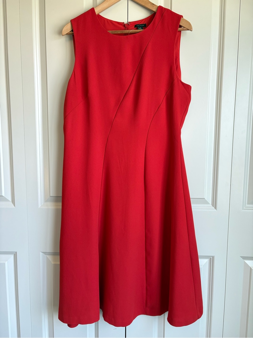 NWT Ann Taylor Poppy Red Orange Fit and Flare Dress Asymmetrical Seams size 12